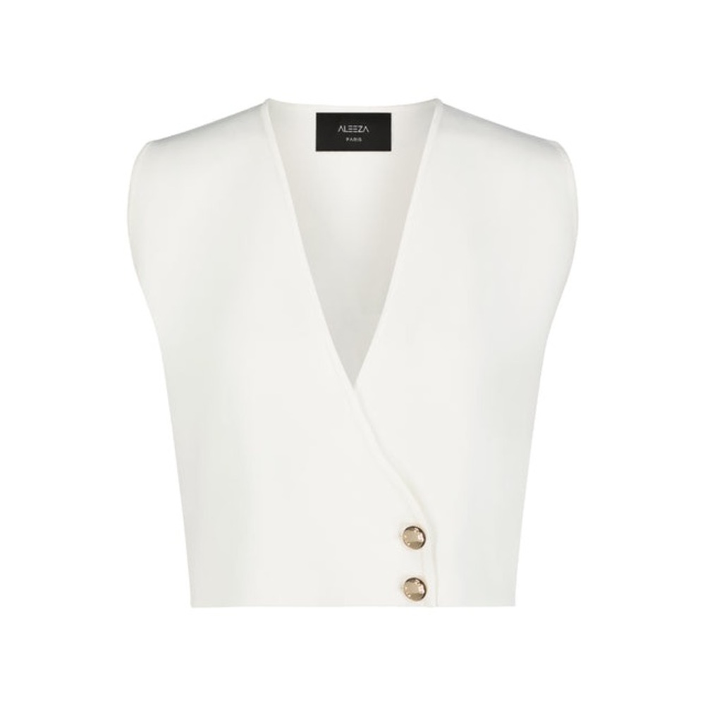 Aleeza Women's White Sleeveless Top